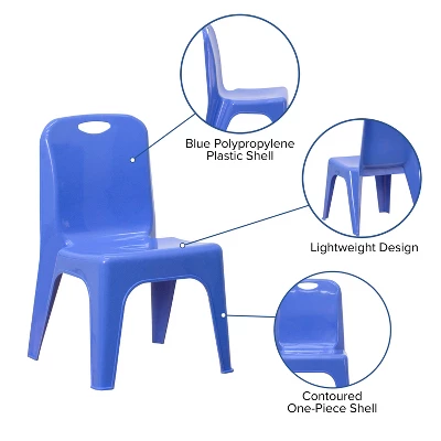 Flash Furniture 2 Pack Blue Plastic Stackable School Chair With Carrying Handle And 11" Seat Height - Image 2
