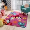 Well Woven Modern Daisy Butterflies Bright Kids Room Carpet Soft Durable Pink Area Rug