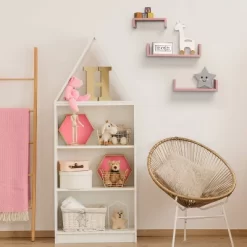 Set Of 3 Picture Ledge Shelf For Kids' Room Pink - InPlace