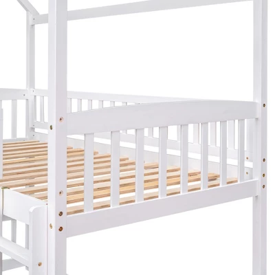 Twin Over Twin Bunk Bed, House Bed With Slide And Ladder-ModernLuxe - Image 9