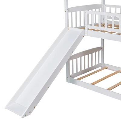 House Shape Twin Over Twin Bunk Bed With Slide - ModernLuxe - Image 8