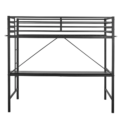 Flash Furniture Jake Metal Loft Bed Frame With Desk, Protective Guard Rails And Ladder For Kids, Teens And Adults - Image 10