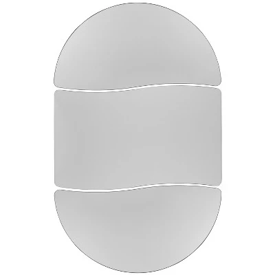 Emma And Oliver 3 Piece 76" Oval Wave Collaborative Grey Adjustable Activity Table Set - Image 11