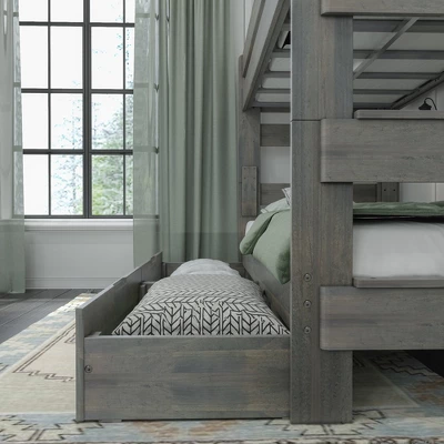Max & Lily Farmhouse Twin Over Twin Bunk Bed With Storage Drawers - Image 3