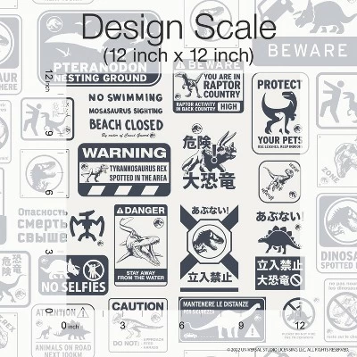 Jurassic World Dominion Signs Peel And Stick Wallpaper Tan/Blue - RoomMates - Image 3