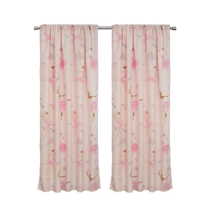 2pc 48"x84" Dancing Ballerina Window Panel Pair Curtains Blue - Kidz Mix - Image 2
