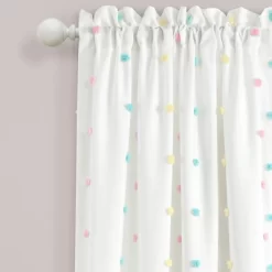 42"x84" Kids' Rainbow Tufted Dot Single Window Curtain Panel - Lush Décor