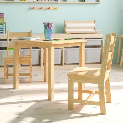 Flash Furniture Kids Solid Hardwood Table And Chair Set For Playroom, Bedroom, Kitchen - 3 Piece Set - Image 7