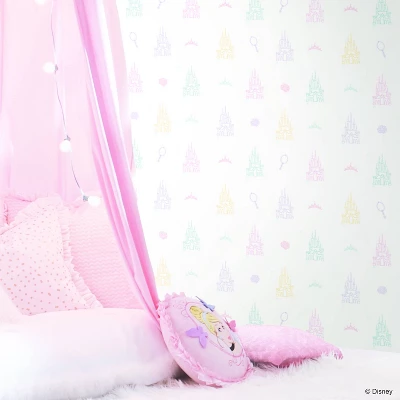 Disney Princess Castle Peel And Stick Wallpaper White - RoomMates