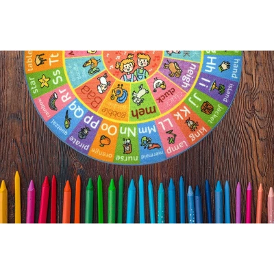 KC CUBS Boy & Girl Kids ABC Alphabet Round Rug Carpet - Image 7