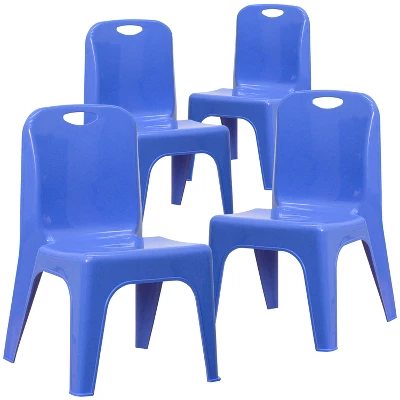 Emma And Oliver 4 Pack Plastic Stack School Chair With Carrying Handle And 11" Seat Height - Image 12