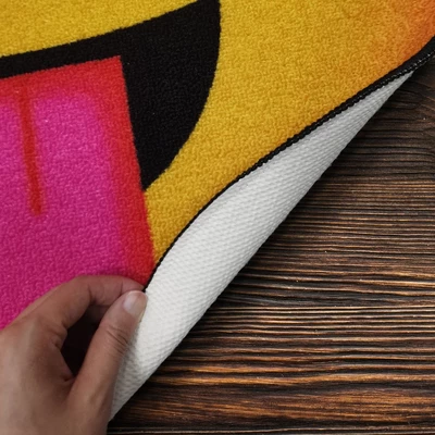 Deerlux Emoji Style Round Funny Smiley Face Kids Area Rug, Sobbing Emoji Rug - Image 4