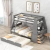 Twin Over Full Bunk Bed With Trundle, Built-in Desk, Three Storage Drawers And Shelf-ModernLuxe