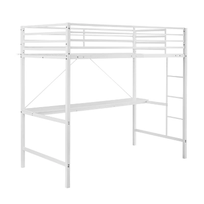 Flash Furniture Jake Metal Loft Bed Frame With Desk, Protective Guard Rails And Ladder For Kids, Teens And Adults - Image 14