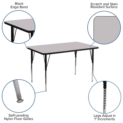 Emma And Oliver 30x48 Rectangle Laminate Adjustable Activity Table - Image 7