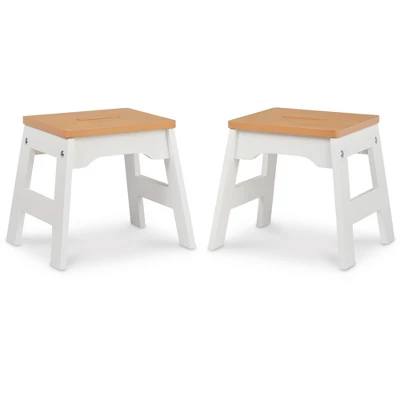 Melissa & Doug Wooden Stools - Set Of 2 - White/Natural - Image 2