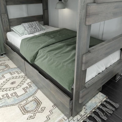 Max & Lily Farmhouse Twin Over Twin Bunk Bed With Storage Drawers - Image 2