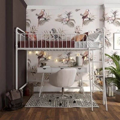 Twin Kaila Metal Loft Bed White - Room & Joy - Image 2