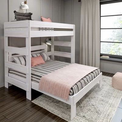 Max & Lily Farmhouse Twin Over Queen L-Shaped Bunk Bed