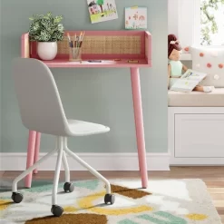 Rattan And Wood Kids' Desk Pink - Pillowfortâ˘