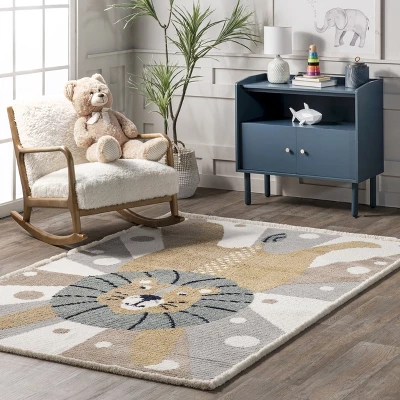 Brodie Cheerful Lion Kids Area Rug