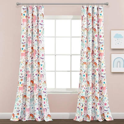 84"x52" Set Of 2 Unicorn Heart Window Curtain Panels - Lush Décor - Image 6