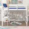 Wooden Loft Bed With Ladder, Desk And Shelves-ModernLuxe