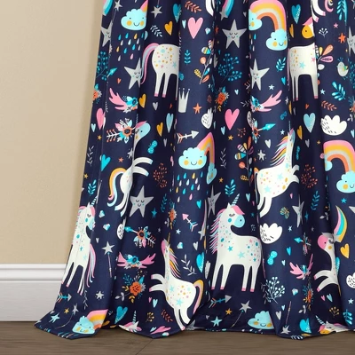 84"x52" Set Of 2 Unicorn Heart Window Curtain Panels - Lush Décor - Image 3