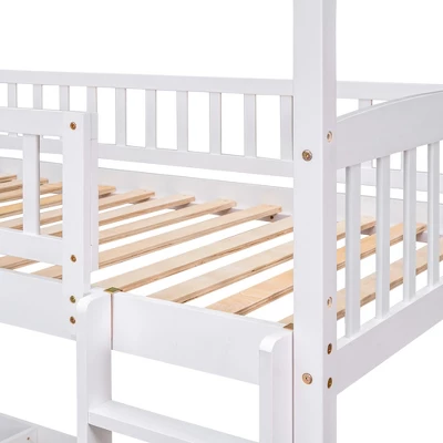 Twin Over Twin Bunk Bed, House Bed With Slide And Ladder-ModernLuxe - Image 10