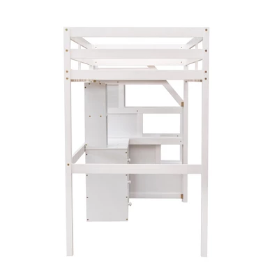 Twin Size Loft Bed With Separate Bed, Staircase For Storage, Desk, Shelves And Drawers - ModernLuxe - Image 8