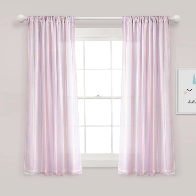 Kids' Rainbow Sheer Rod Pocket With Lining Single Window Curtain Panel Rainbow/White - Lush Décor - Image 5