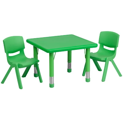 Flash Furniture 24" Square Plastic Height Adjustable Activity Table Set With 2 Chairs - Image 10