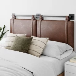 Harlow Headboard Sand Gray Fabric Vintage Brown - Nathan James