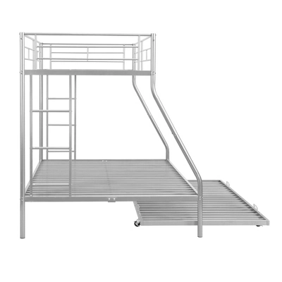Twin Over Full Steel Bunk Bed With Twin Size Trundle Bed And Two-Side Ladders-ModernLuxe - Image 9
