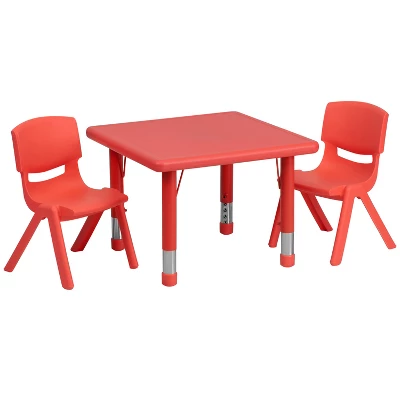 Flash Furniture 24" Square Plastic Height Adjustable Activity Table Set With 2 Chairs - Image 11