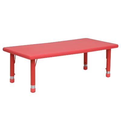 Emma And Oliver 24"W X 48"L Rectangular Plastic Height Adjustable Activity Table - Image 12