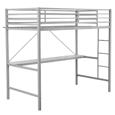 Flash Furniture Jake Metal Loft Bed Frame With Desk, Protective Guard Rails And Ladder For Kids, Teens And Adults - Image 13