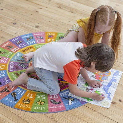 KC CUBS Boy & Girl Kids ABC Alphabet Round Rug Carpet - Image 3