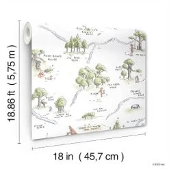 Winnie The Pooh 100 Acre Wood Map Peel And Stick Wallpaper - RoomMates