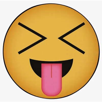 Deerlux Emoji Style Round Funny Smiley Face Kids Area Rug, Tongue Out With Closed Eyes Emoji Rug, 36'' X 36'' - Image 2