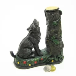 Design Toscano Wolf And Squirrel Collectors' Die Cast Iron Mechanical Coin Bank
