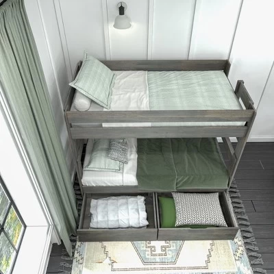 Max & Lily Farmhouse Twin Over Twin Bunk Bed With Storage Drawers - Image 4