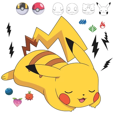 Pokemon Sleeping Pikachu Giant Peel And Stick Wall Decals - RoomMates