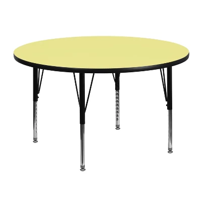 Emma And Oliver 48" Round Laminate Adjustable Preschool Activity Table - Image 3