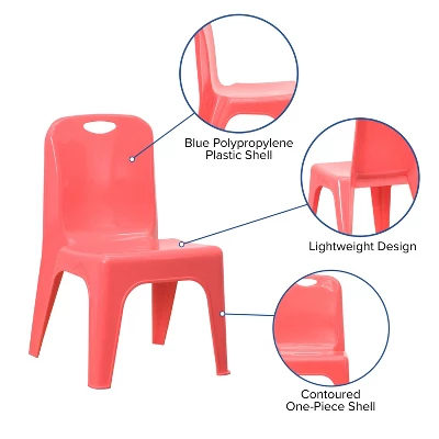 Flash Furniture 4 Pack Plastic Stackable School Chair With Carrying Handle And 11'' Seat Height - Image 2