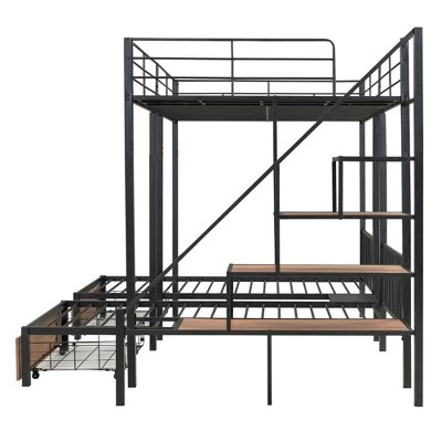 Full Over Twin-Twin Triple Bunk Bed With Drawers And Staircase - ModernLuxe - Image 11