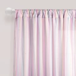 Kids' Rainbow Sheer Rod Pocket With Lining Single Window Curtain Panel Rainbow/White - Lush Décor