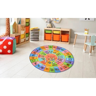 KC CUBS Boy & Girl Kids ABC Alphabet Round Rug Carpet - Image 2