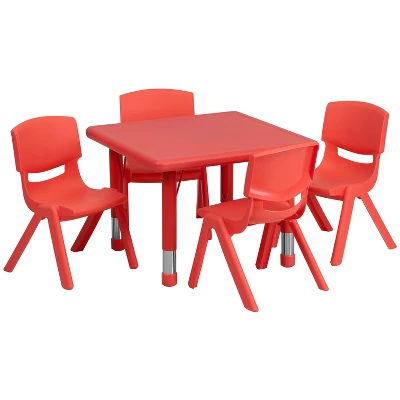 Flash Furniture 24" Square Plastic Height Adjustable Activity Table Set With 4 Chairs - Image 10