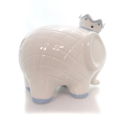 Bank White/Blue Coco Elephant Bank - One Bank 7.75 Inches - Baby Hand Painted - 3781Bl - Ceramic - Off-White - Image 3